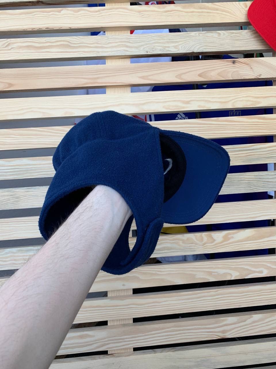 Nike × Vintage Vintage Nike-Fit Navy Fleece 2 In 1 Cap Ear Cover Hat Size ONE SIZE - 8 Thumbnail