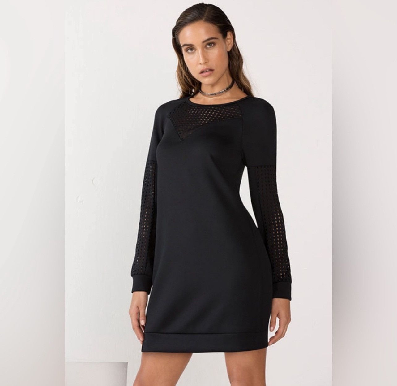 Fabletics Fabletics Tilly Neoprene Black Sweatshirt Mini Dress‎ - L Size L / US 10 / IT 46 - 1 Thumbnail