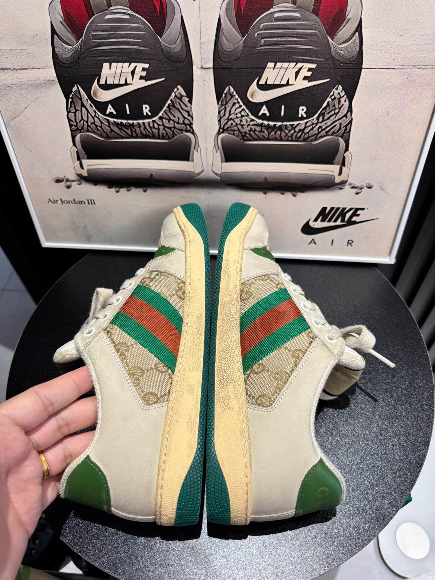 Gucci GUCCI Screener distressed women's green sneaker Size US 7.5 / IT 37.5 - 4 Thumbnail
