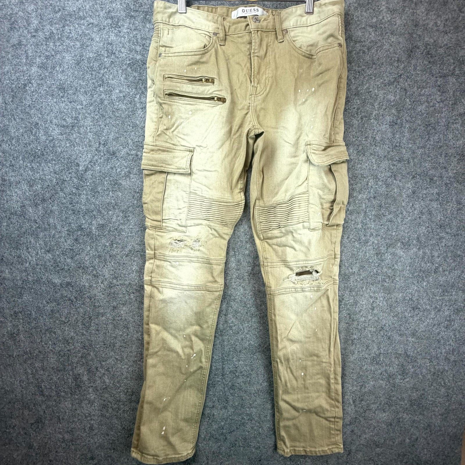 Guess Guess Jeans 32 Beige Slim Tapered Streetwear Paint Grunge Size US 32 / EU 48 - 1 Thumbnail