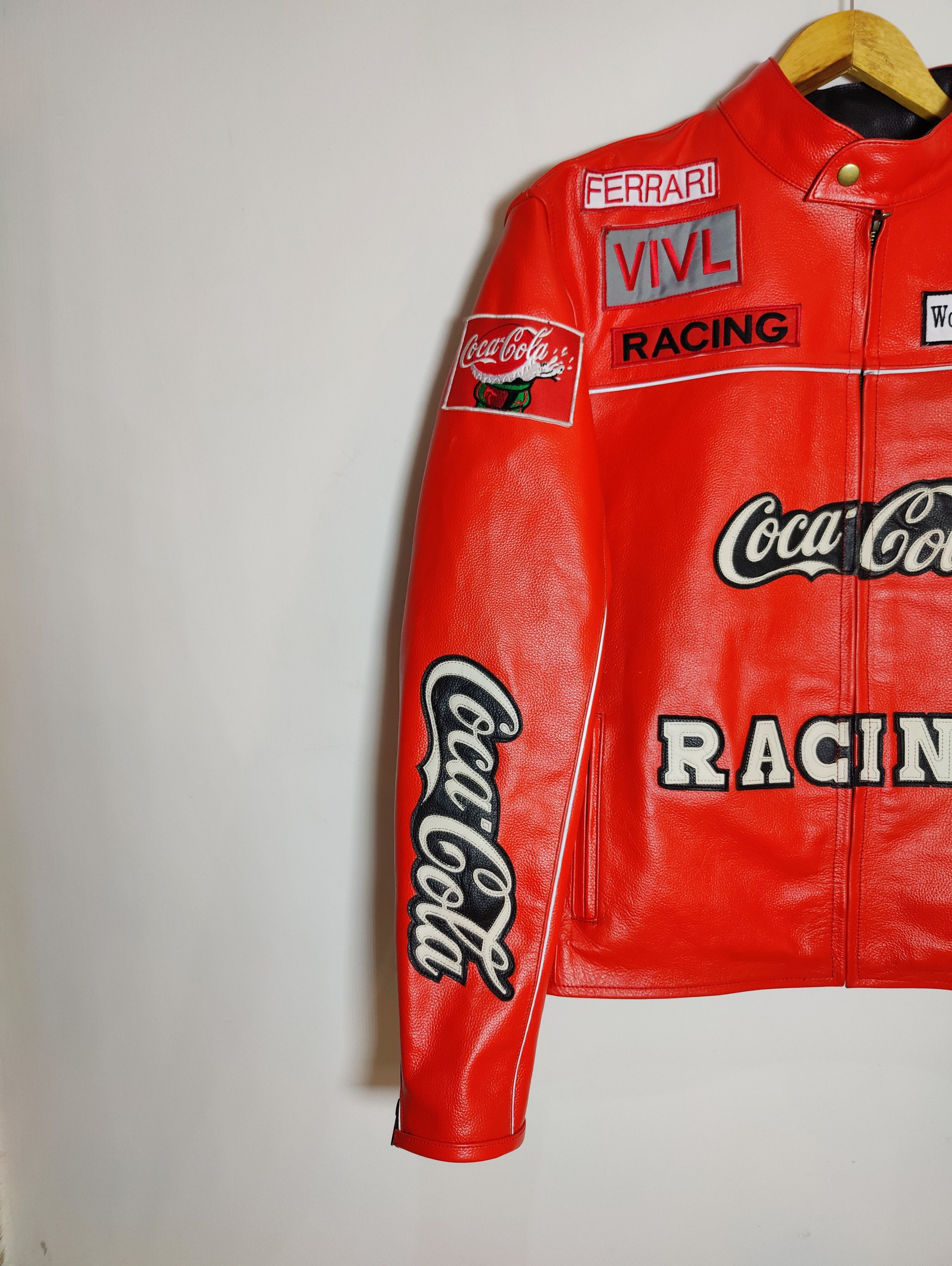 Vintage Coca Cola Racing Leather Jacket RARE 90s Size US M / EU 48-50 / 2 - 3 Thumbnail