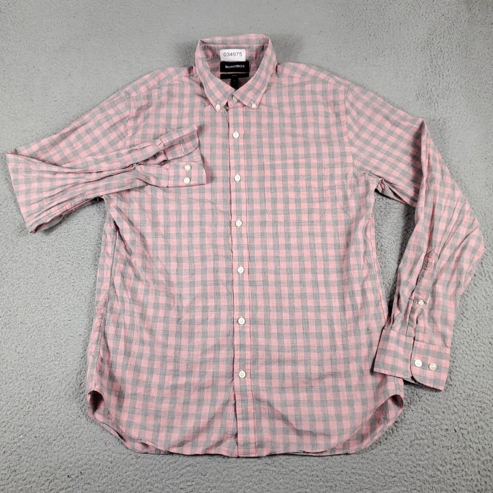 Bonobos Bonobos Shirt Mens Large Pink Gray Check Button-Up Long Sleeve Casual Professional Business Dress Size US L / EU 52-54 / 3 - 2 Thumbnail