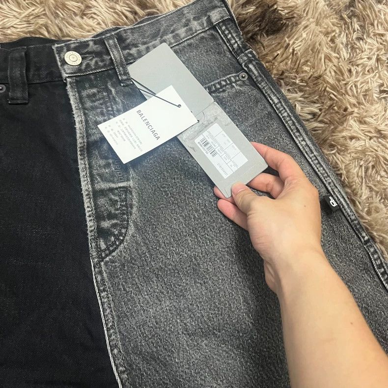 Balenciaga Balenciaga Black and grey patchwork denim shorts Size US 29 - 3 Thumbnail