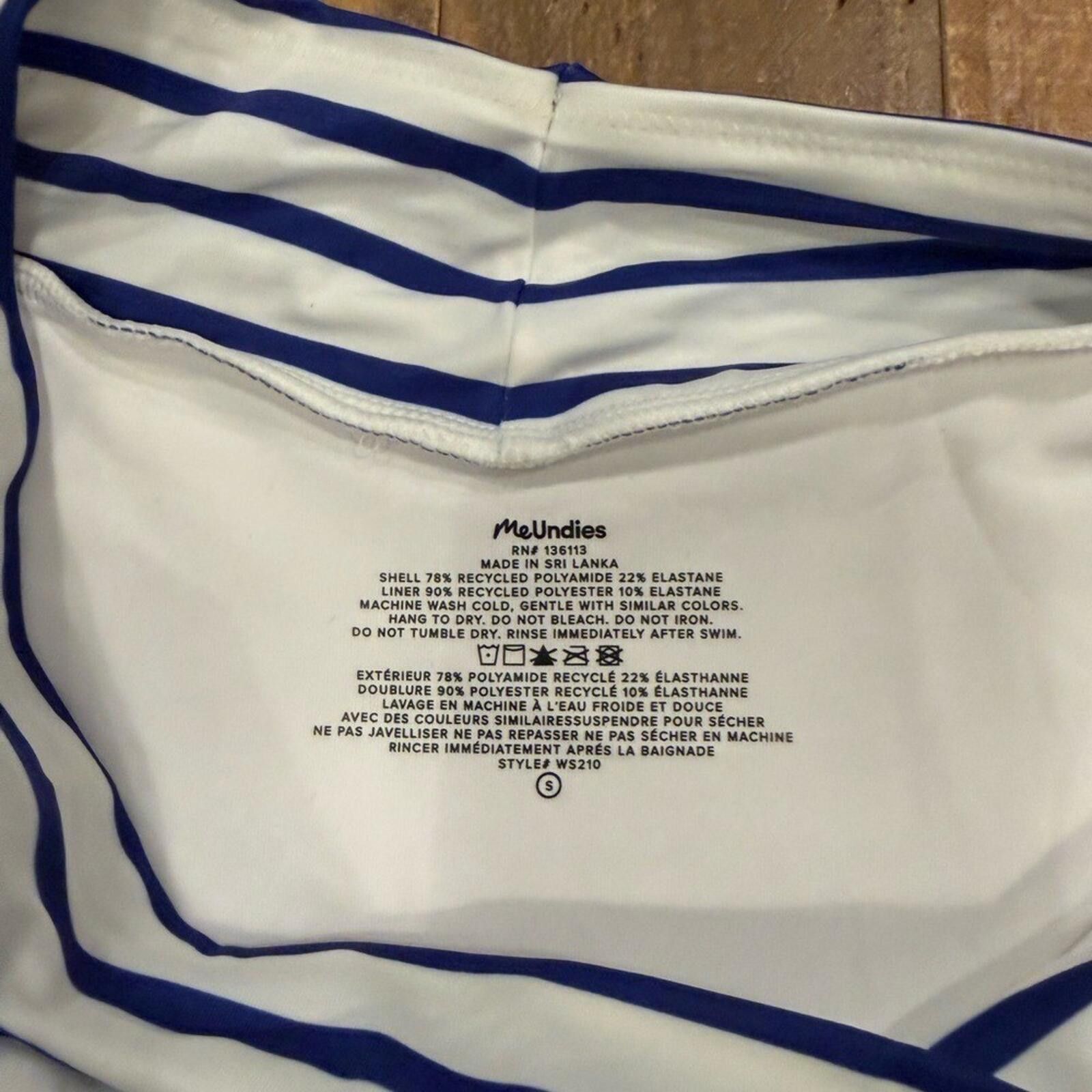 Sebastein Meunier MeUndies Blue White High Rise High Cut Bikini Bottom S Size ONE SIZE - 5 Thumbnail