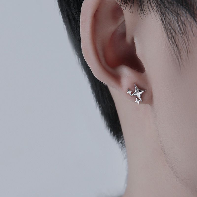 Jewelry × Sterling Silver Star Vibe Earrings Gothic Punk Chrome Jewelry Spike Size ONE SIZE - 2 Thumbnail