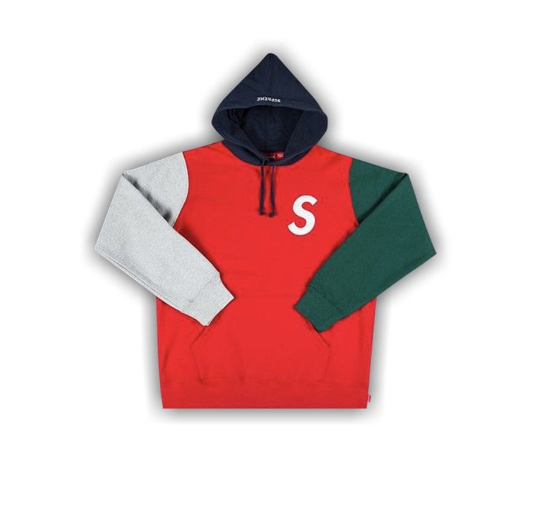 Supreme BRAND NEW Supreme s logo color blocked hoodie red fw18 Size US S / EU 44-46 / 1 - 1 Thumbnail