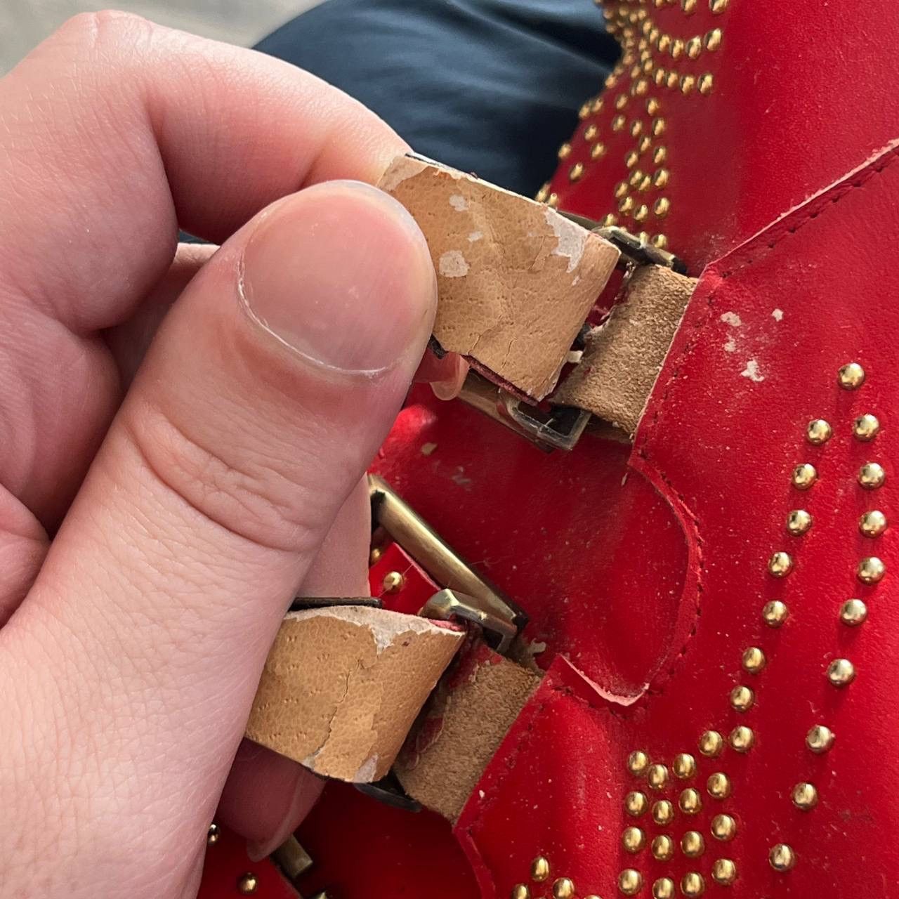 Chloe Chloé Red Studded Buckle Western Ankle Boots Pointed Toe Size US 7 / IT 37 - 13 Thumbnail