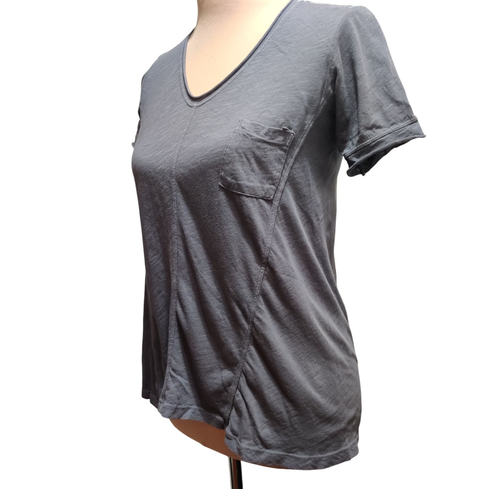 Other Left of Center XS Gray V-Neck Tee USA Made Anthropologie Poc Size XS / US 0-2 / IT 36-38 - 4 Thumbnail