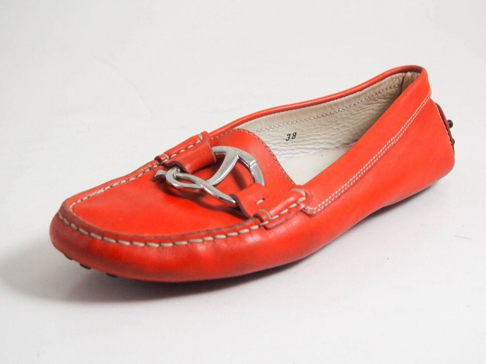Tod's Gommino Driving Loafers Red Leather Womens EU 38 US 8