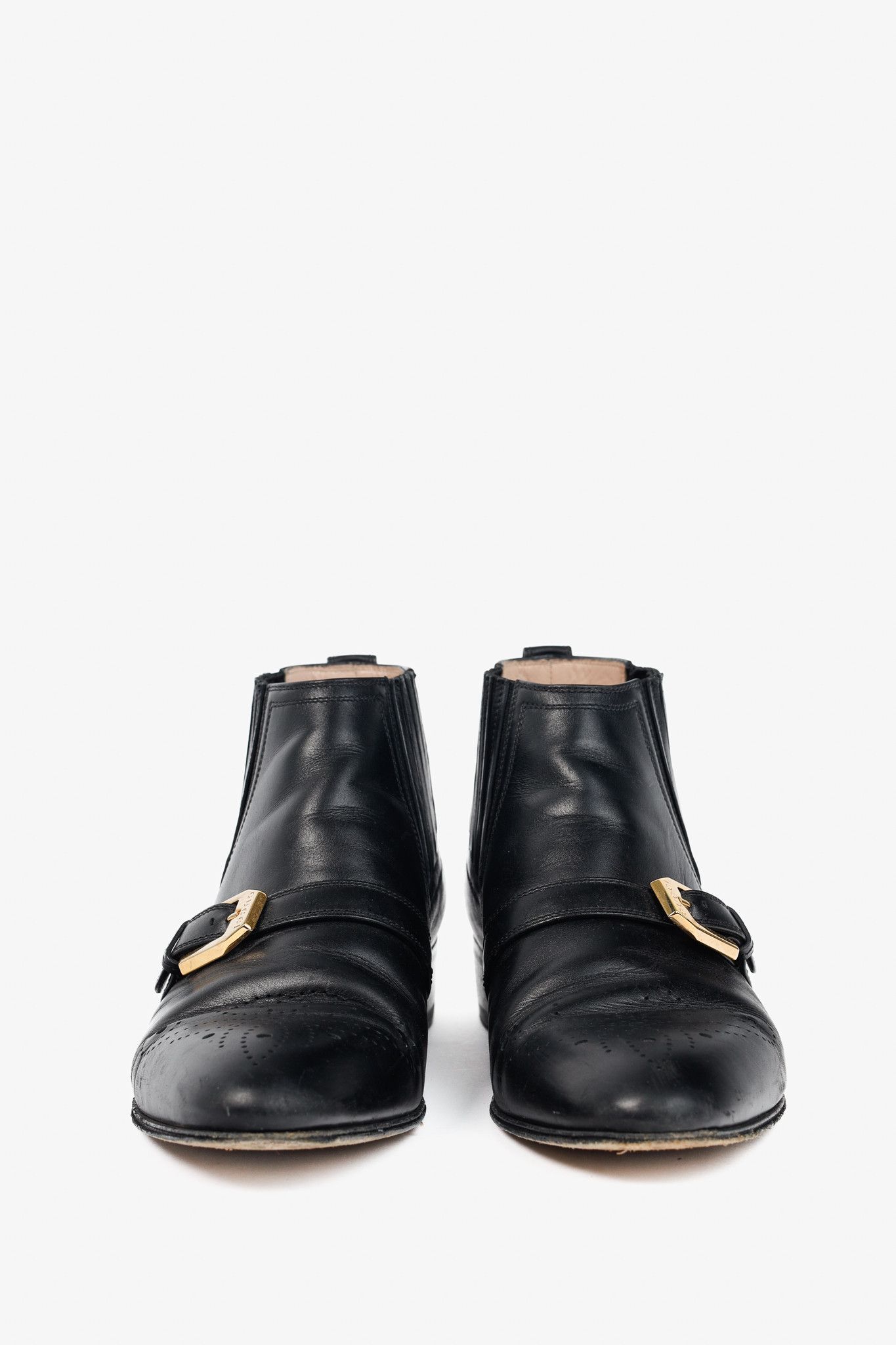 Gucci Gucci Worsh Black Leather Buckled Ankle Boots Size US 7.5 / IT 37.5 - 2 Thumbnail