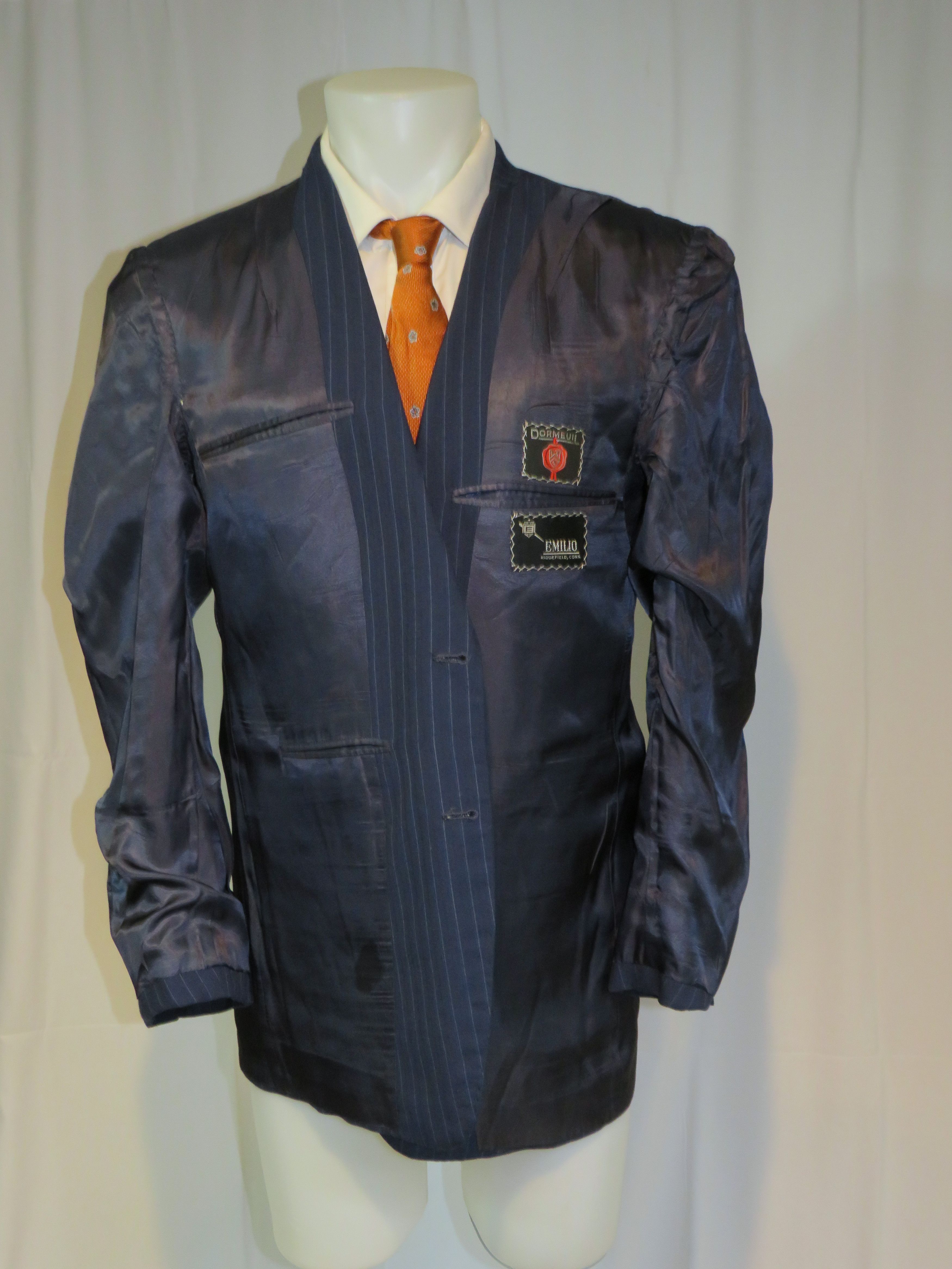 Other Emilio Dormuiel Vintage Blue Striped Two Button Suit 40R Size 40R - 13 Thumbnail