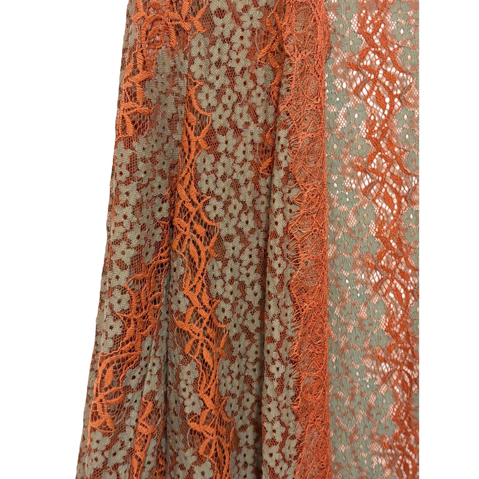 Other Paisley Vine Orange Blue Floral Lace Fabric Long Cardigan Size S / US 4 / IT 40 - 6 Thumbnail