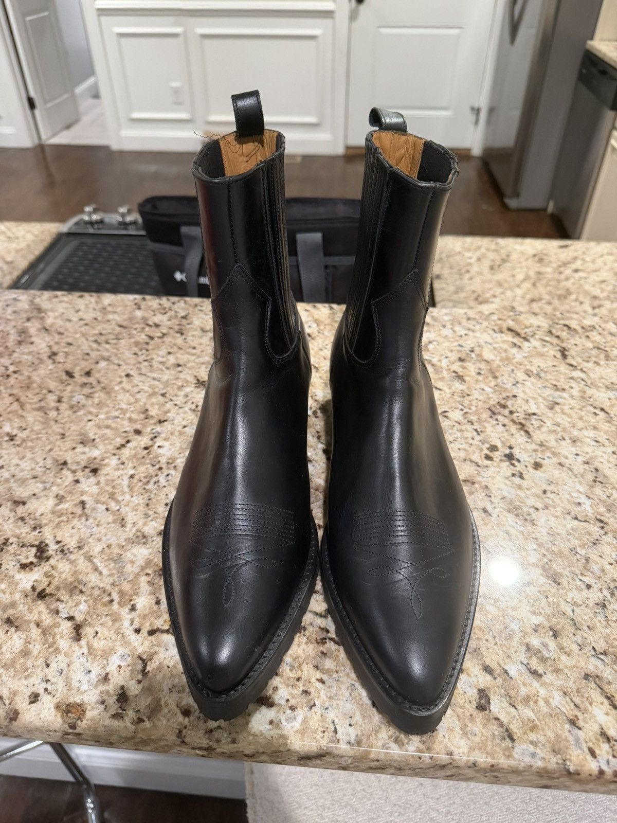TOGA VIRILIS Toga Virilis black hard leather cowboy/dress boots Size US 10 / EU 43 - 4 Thumbnail