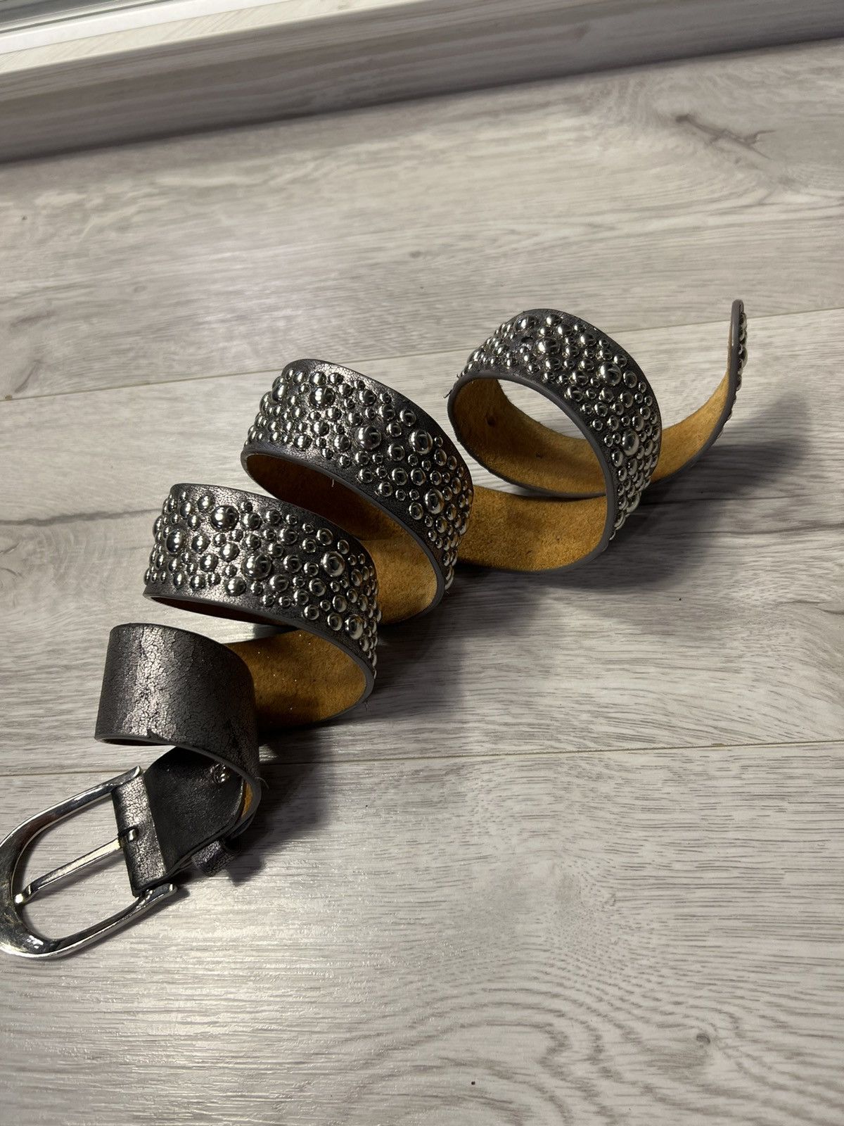 Vintage Vintage Avant Garde Studded Leather Belt Y2K Style Size ONE SIZE - 4 Thumbnail