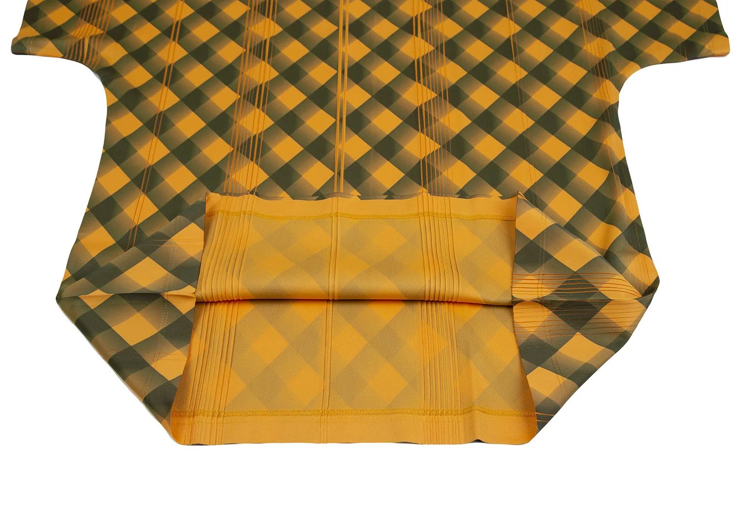 Issey Miyake Bias Check Pleats Line T-Shirt in Orange Green Size US M / EU 48-50 / 2 - 5 Thumbnail