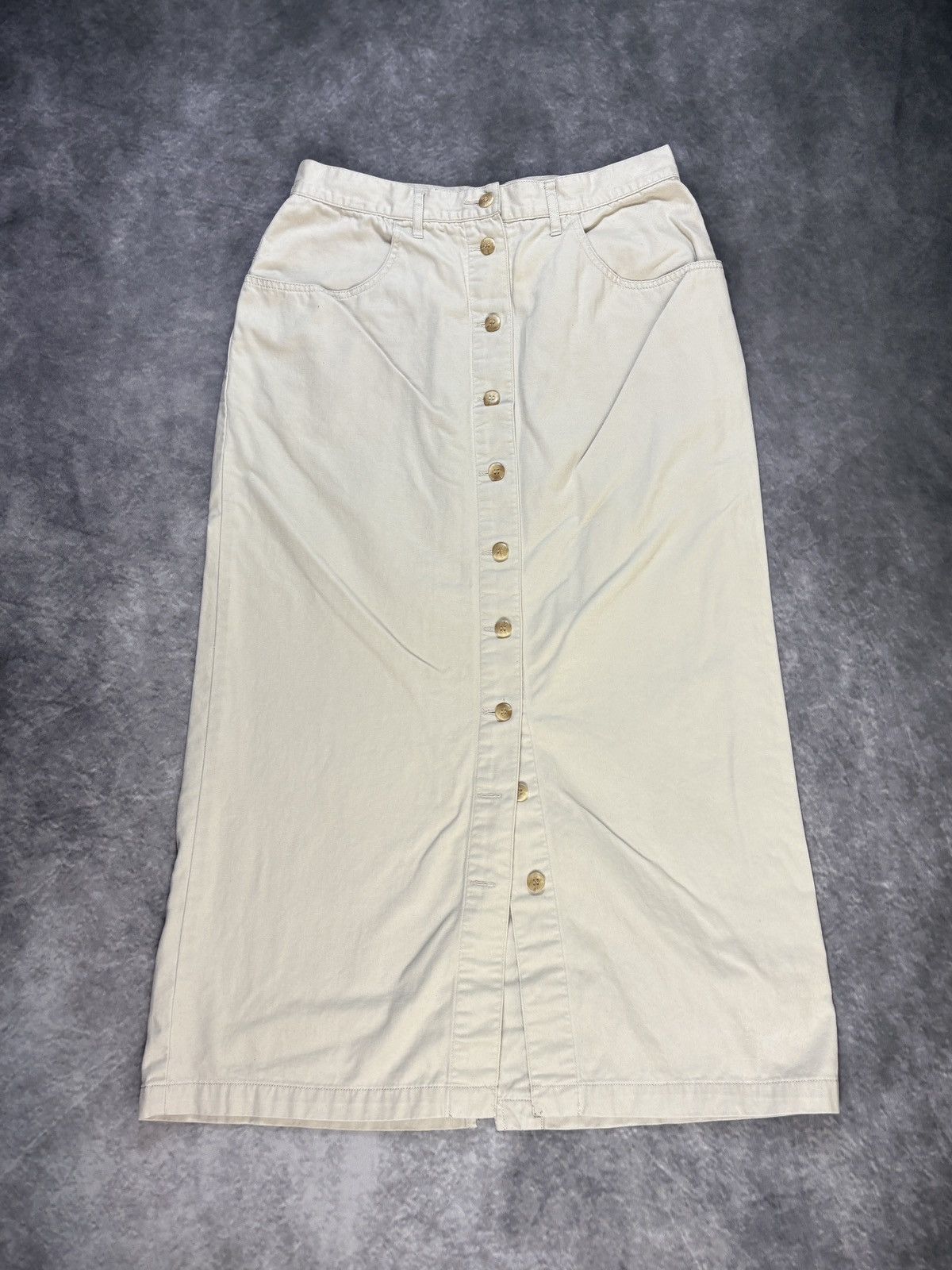 Eddie Bauer × Vintage 1990s Vintage Maxi Skirt Eddie Bauer Front Button Long Vent Size 32" / US 10 / IT 46 - 1 Thumbnail
