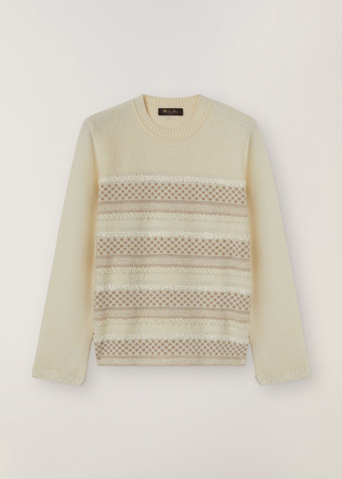 image of Loro Piana O1Loc1C0224 Cashmere,wool & Silk Roundneck Sweater In White, Women's (Size Large)