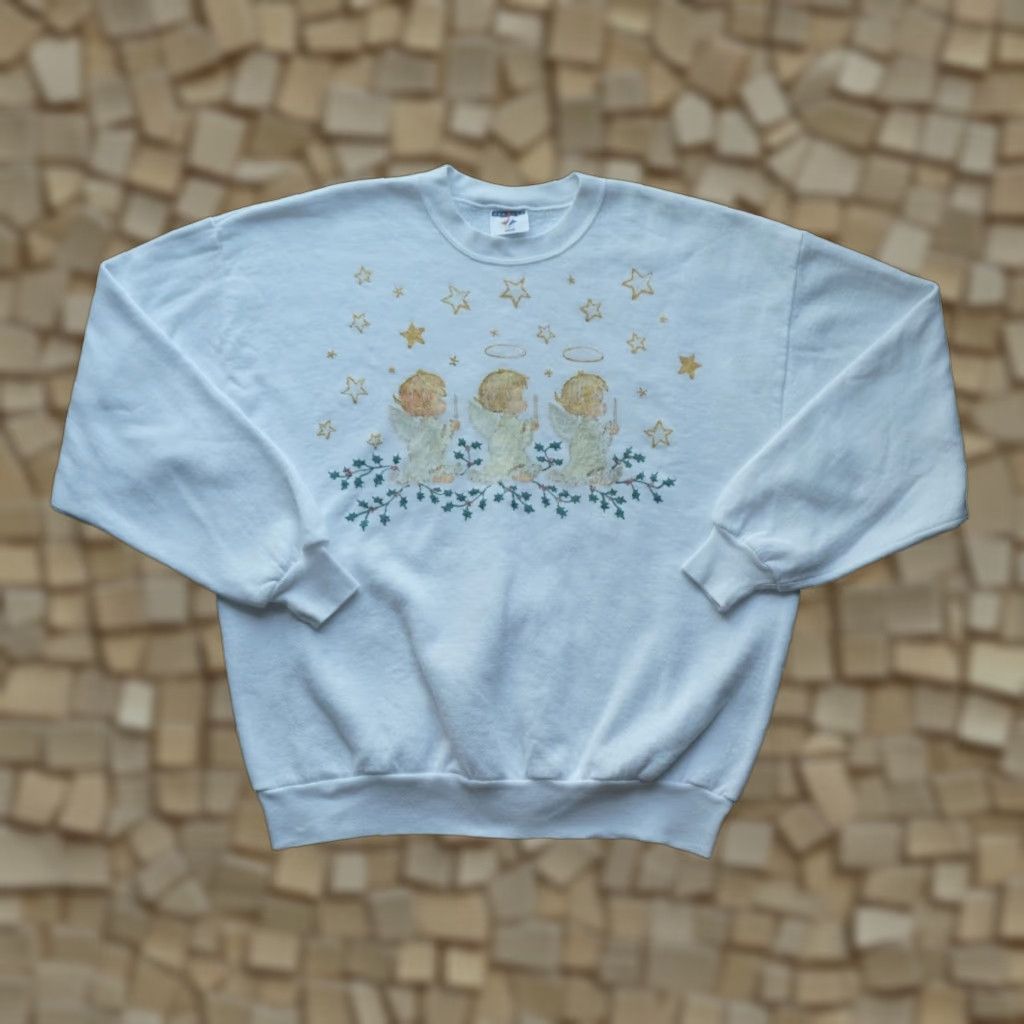 Jerzees VINTAGE JERZEES CHRISTMAS ANGLE WHITE CREWNECK SWEATSHIRT SANTA CLAUS MEN XL Crewneck Sweatshirt White 90s Christmas Santa Mens XL Shirt? Size US XL / EU 56 / 4 - 1 Thumbnail