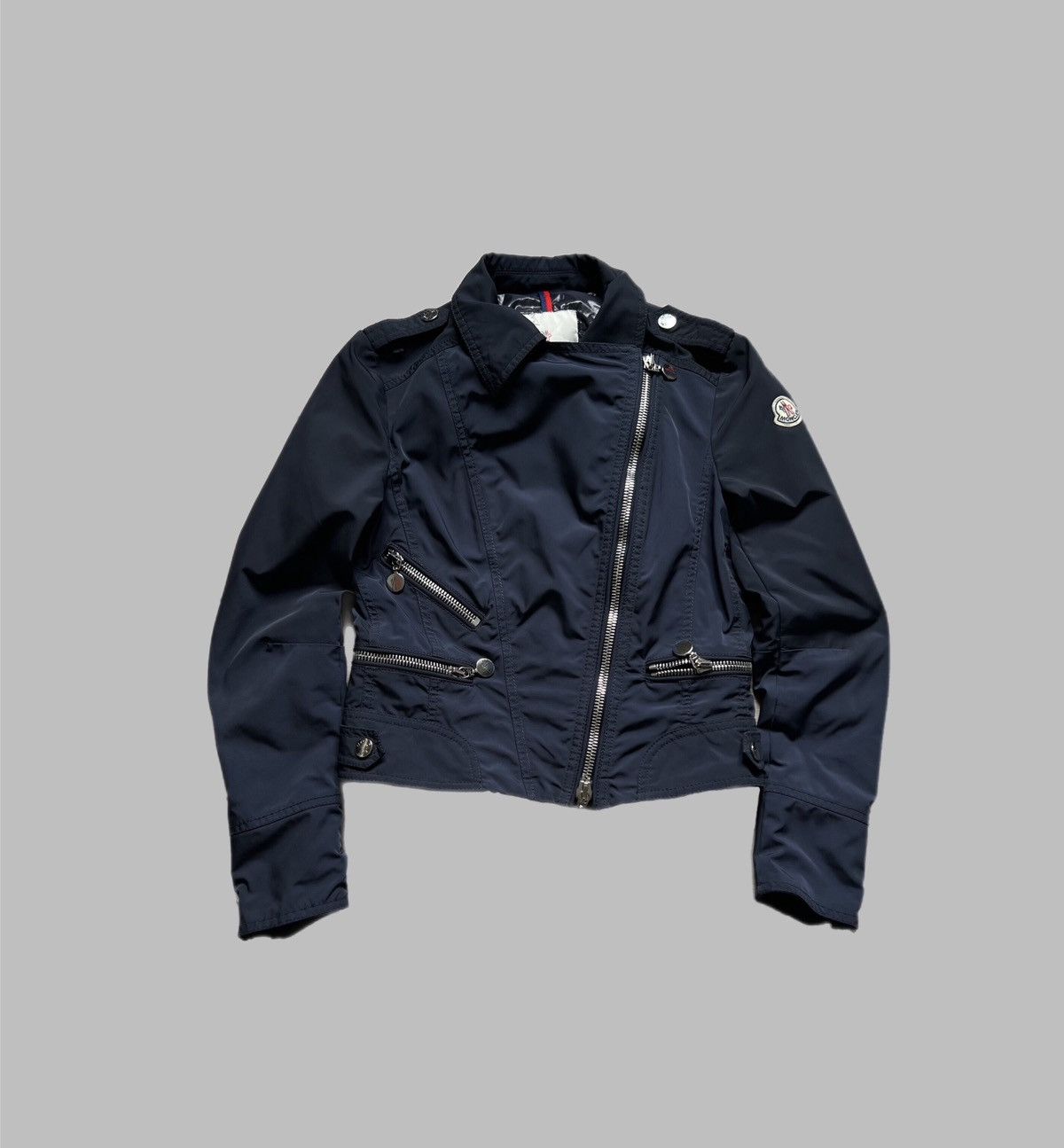 Moncler Moncler Jacket Navy Nylon Biker Chateaubriand Vintage Size S / US 4 / IT 40 - 1 Thumbnail