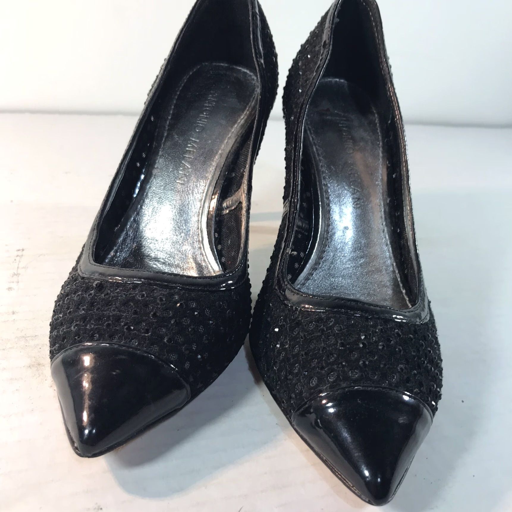 Vintage VINTAGE Antonio Melani Black Leather Sequin Pump Women's Size 6M High Heel 3.5in Stiletto Pointed Toe Going Out Size US 6 / IT 36 - 5 Thumbnail