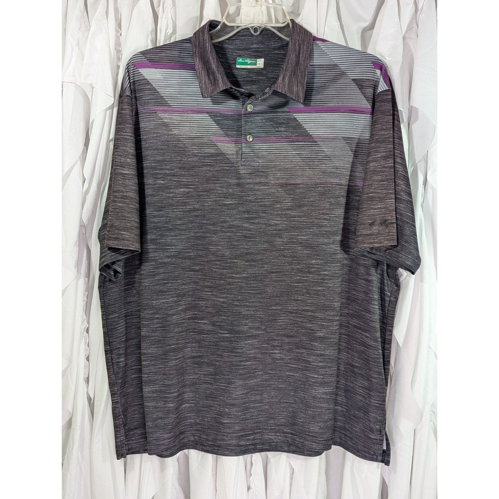 Other Ben Hogan Performance Golf Polo 2XL Purple Gray Striped Size US XXL / EU 58 / 5 - 1 Thumbnail