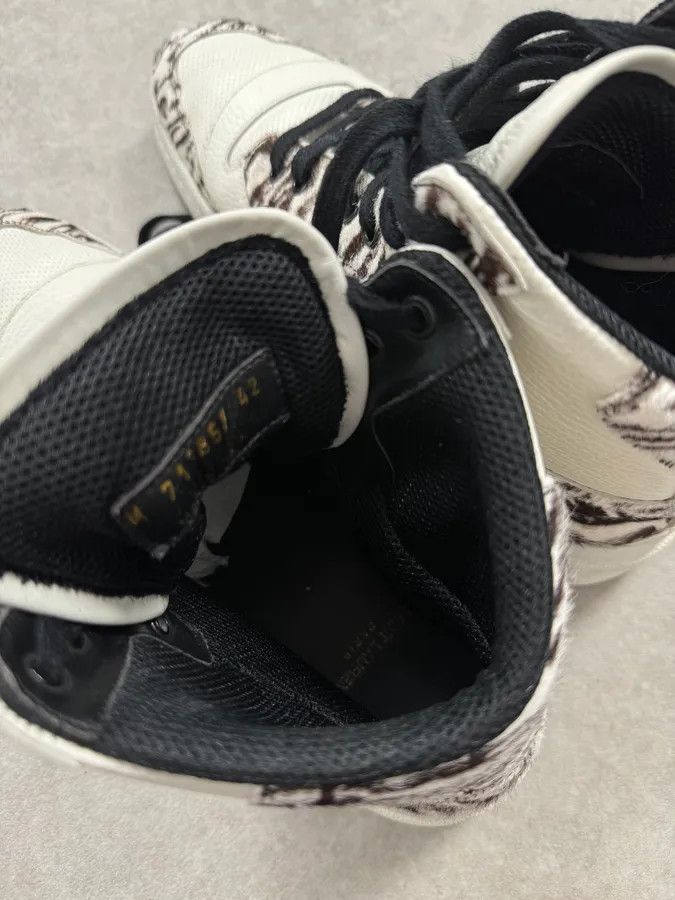 Saint Laurent Paris FW2023 Saint Laurent Zebra Fur White Leather High Sneakers Size US 9 / EU 42 - 9 Thumbnail