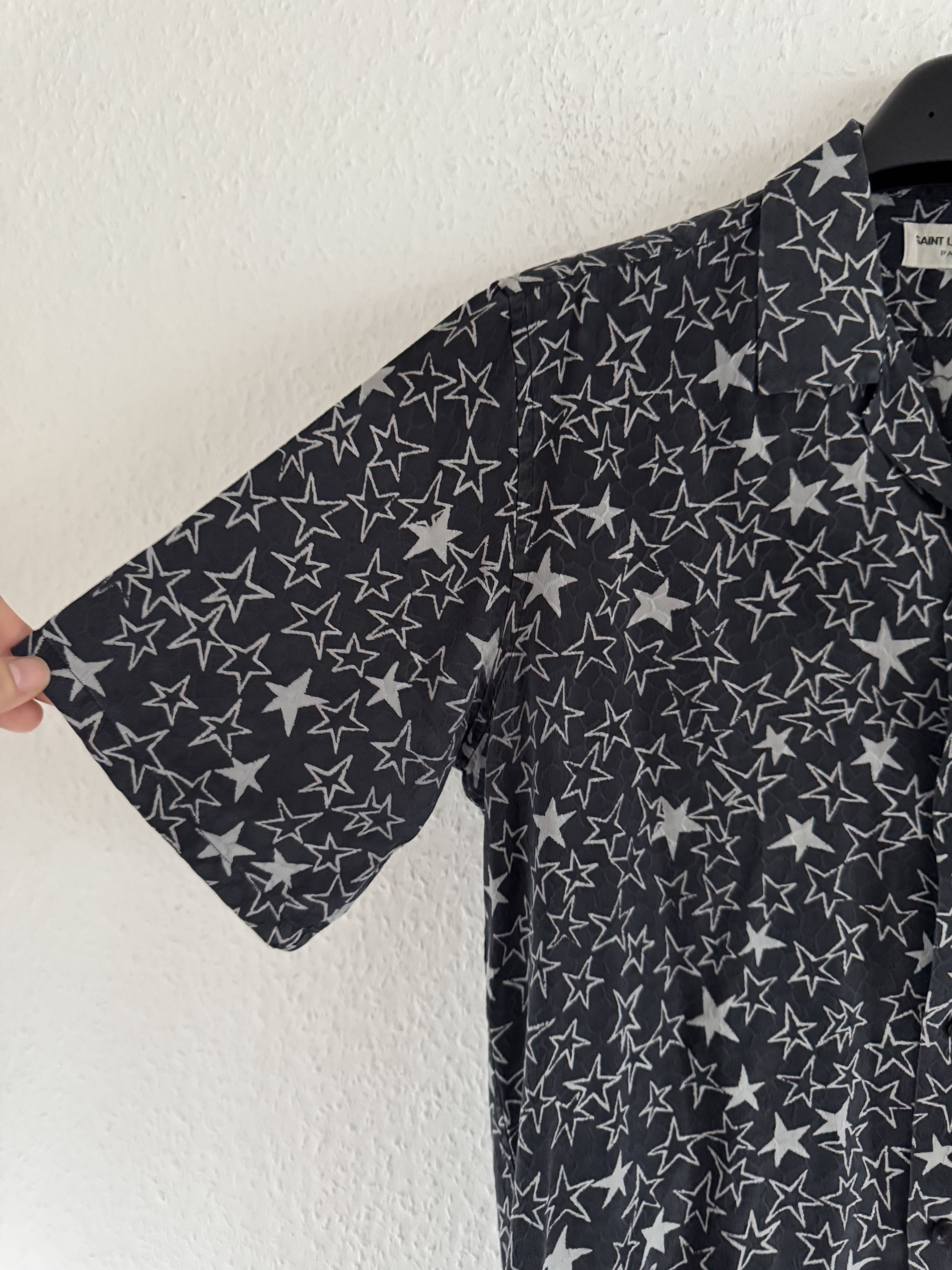 Saint Laurent Paris SS20 Star Print Silk Shirt Size US S / EU 44-46 / 1 - 3 Thumbnail
