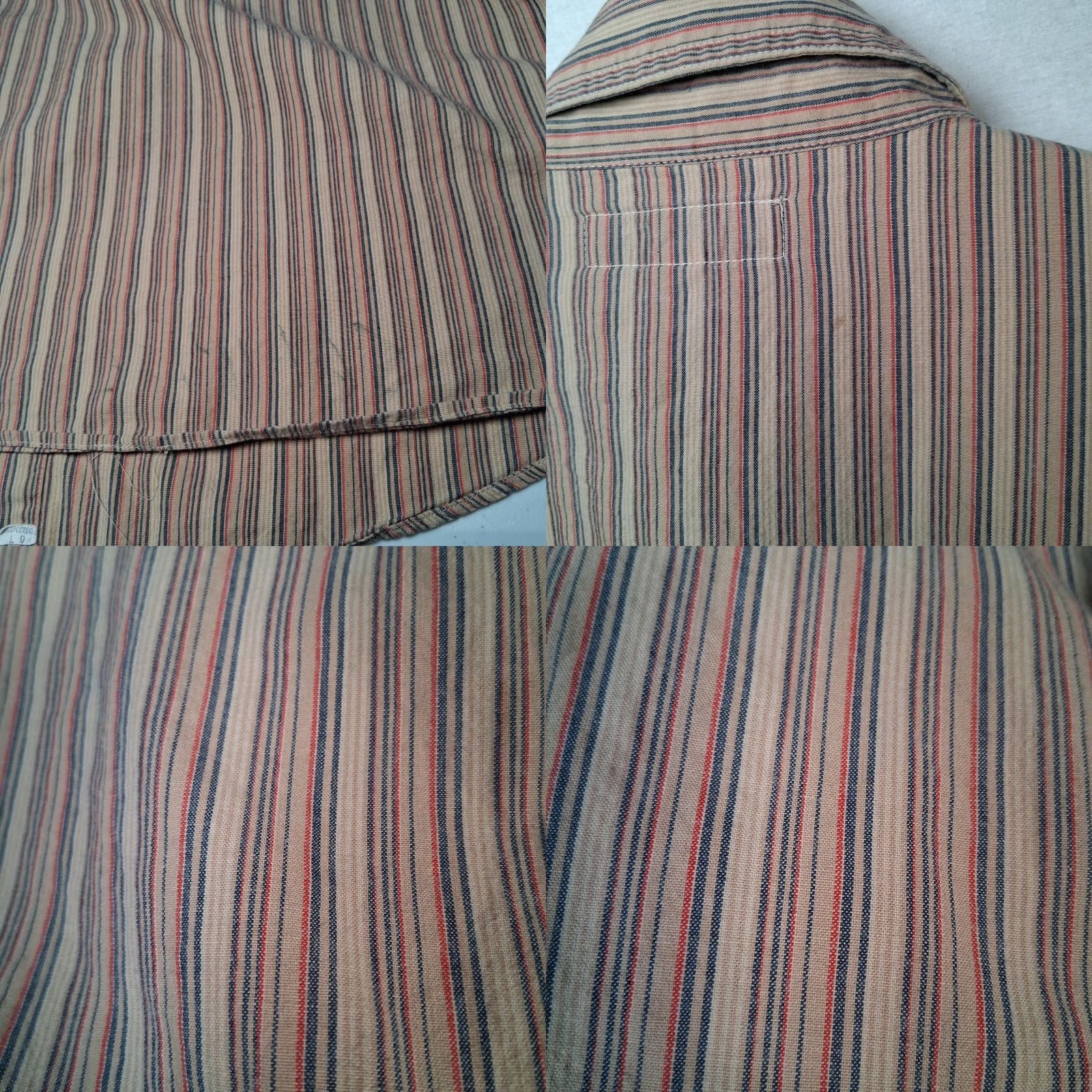 Guess VINTAGE Guess Jeans Shirt Men L Beige Striped Button Up SAMPLE 90s 1990s Cotton Carded? Size US L / EU 52-54 / 3 - 9 Thumbnail
