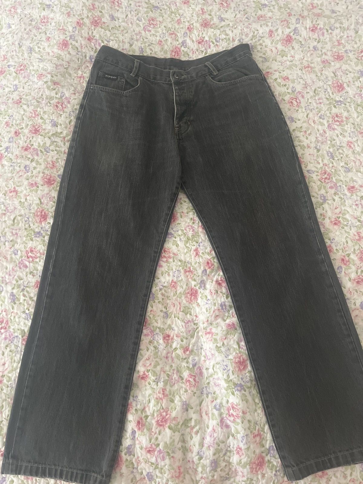 image of YVES Saint Laurent Washed Jeans in Washed Black, Men's (Size 34)