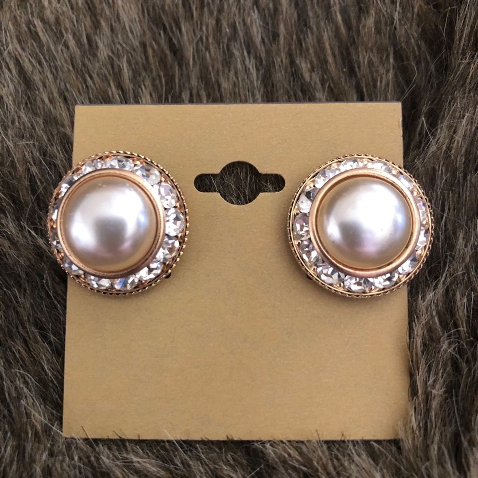 Vintage Vintage Pearl glass stone elegant style earrings Size ONE SIZE - 2 Thumbnail