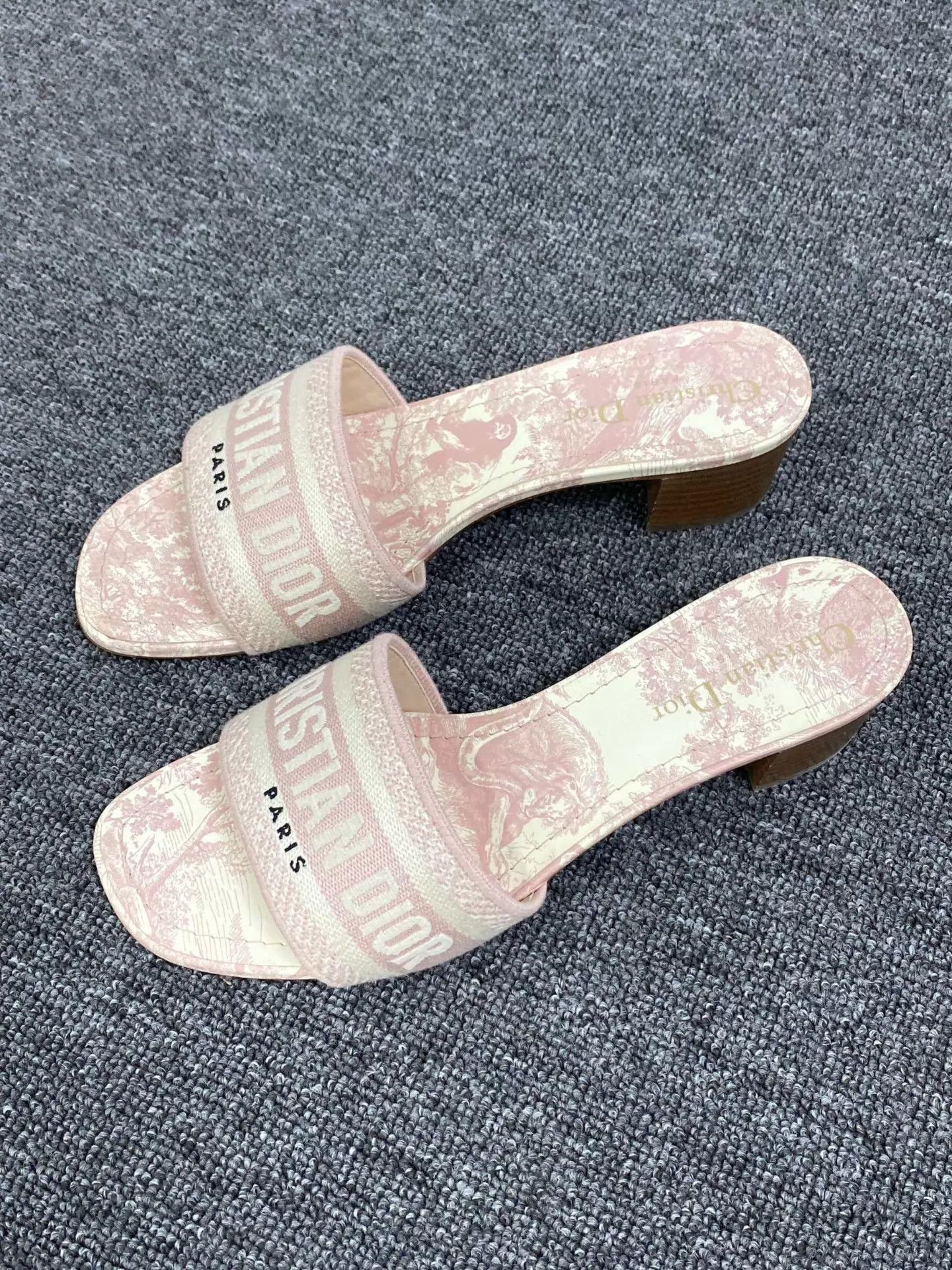 Dior Dior Pink Zoo Embroidery Logo High Heel Slipper Size US 7.5 / IT 37.5 - 1 Thumbnail