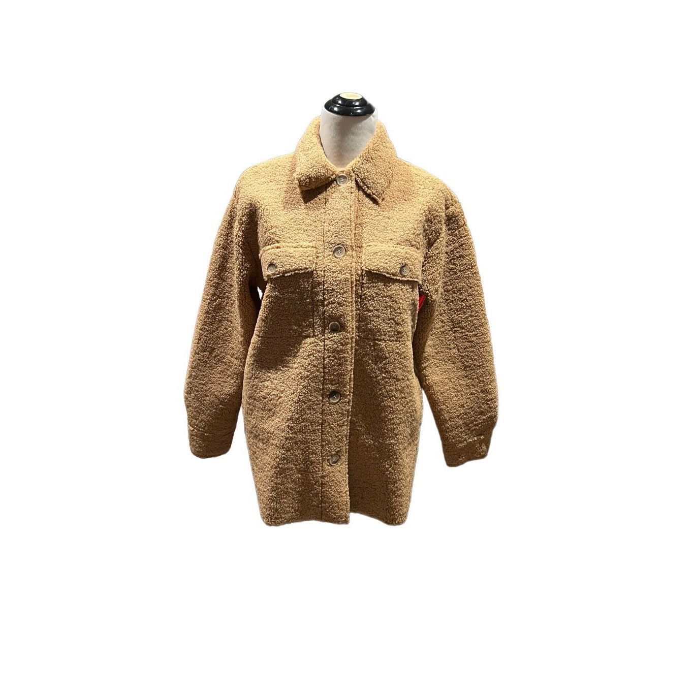 image of Joie NWT Sherpa Teddy Fleece Shacket Shirt Jacket Camel Brow in Brown, Women's (Size Small)