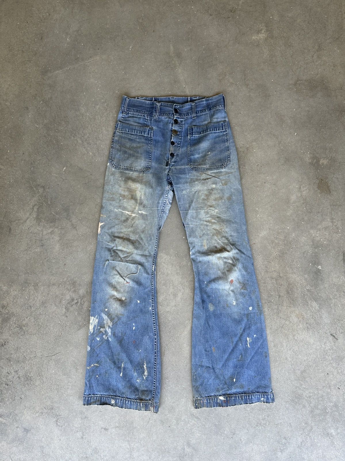 image of Vintage 50/60S Painter And Repaired Usn Selvedge Flare Denim in Blue, Men's (Size 31)