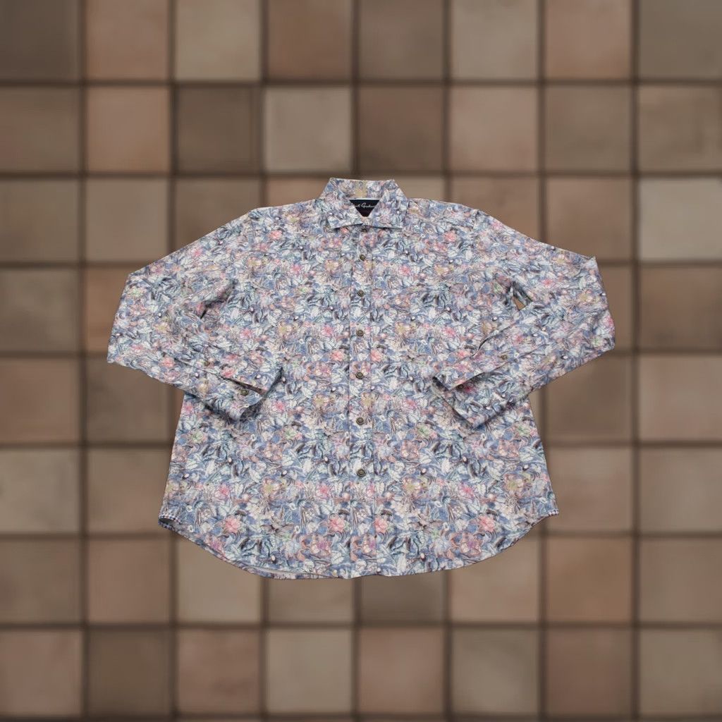 Robert Graham Robert Graham Shirt Mens M Multicolor Floral Button-Up Long Sleeve Collared Casual Knit Cotton Spandex Size US M / EU 48-50 / 2 - 1 Thumbnail