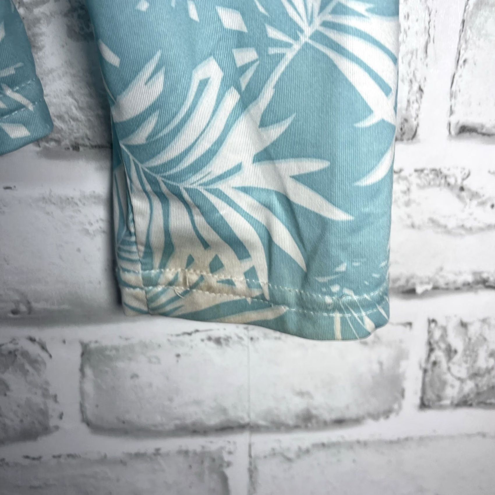 Vintage San Soliel Pullover Womens M Blue Palm Leaf Patterned Longsleeve Quarter Sleeve Size M / US 6-8 / IT 42-44 - 6 Thumbnail