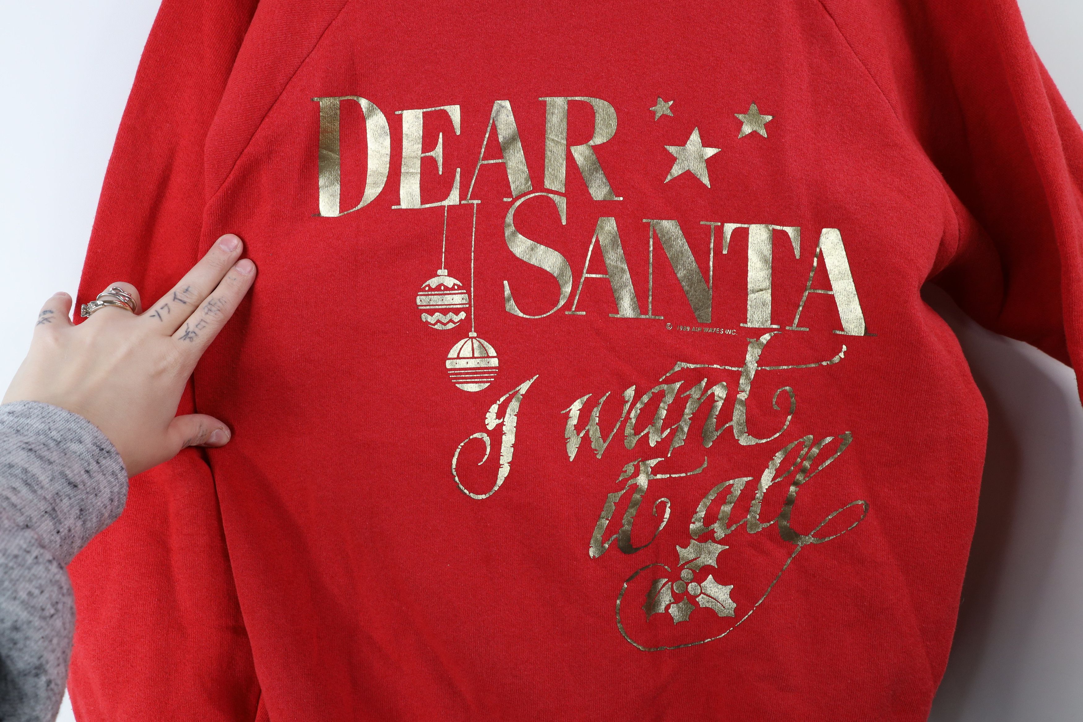 Vintage Vintage 90s Dear Santa I Want It All Sweatshirt Red USA Size L / US 10 / IT 46 - 4 Thumbnail