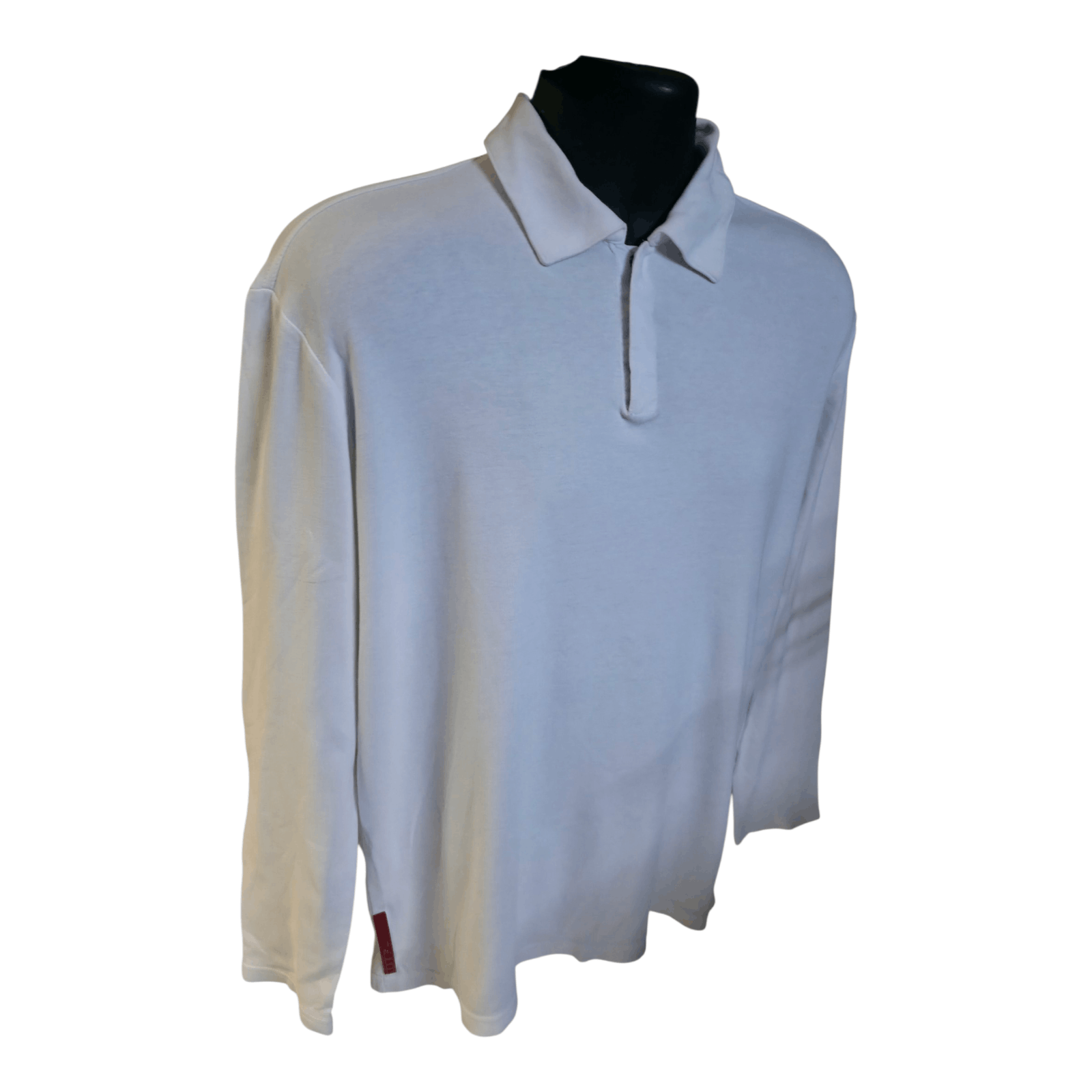 Prada “Prada White LS Stretchable Polo Shirt Red Logo Patch” Size US L / EU 52-54 / 3 - 3 Thumbnail