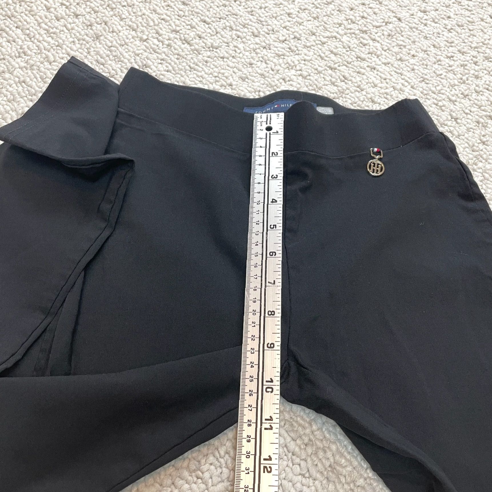 Tommy Hilfiger Tommy Hilfiger Pants Womens 4 Black Solid Stretch Logo Chain Slacks 26x27.5 Size 26" / US 2 / IT 38 - 4 Thumbnail