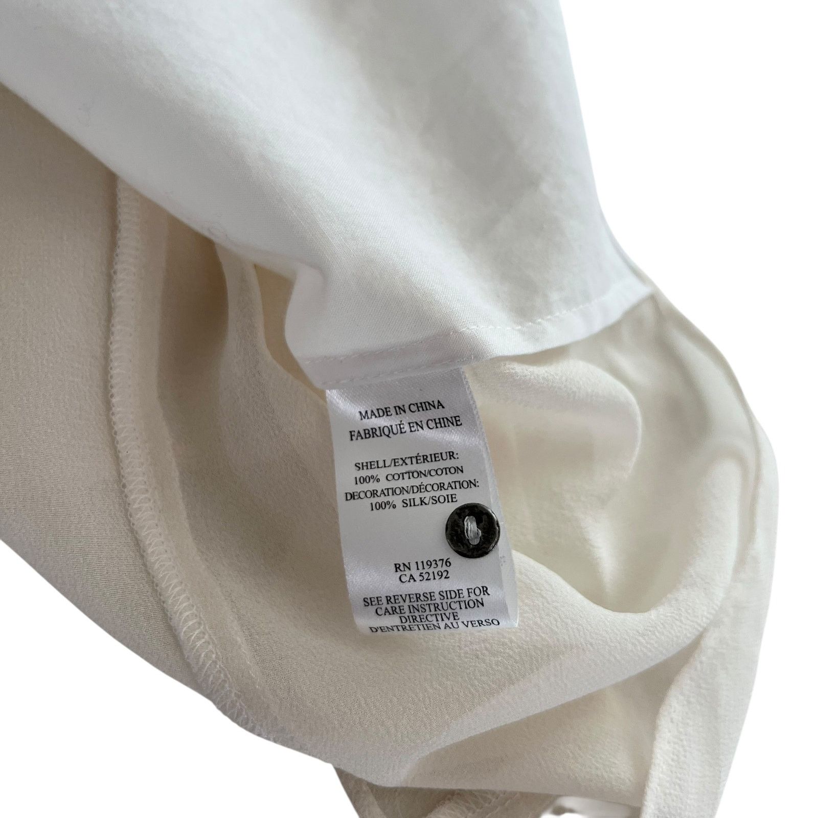 Helmut Lang Helmut Helmut Lang White Cotton Silk Combo Blouse Size L / US 10 / IT 46 - 9 Thumbnail