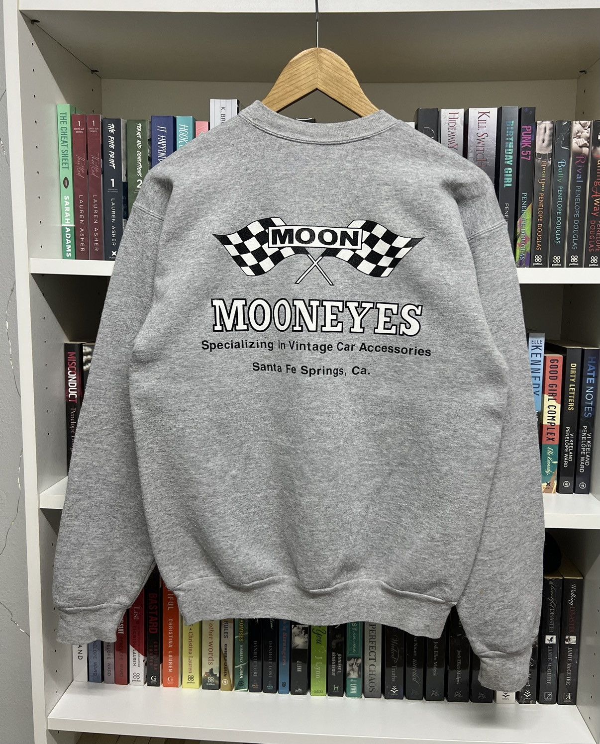 image of Racing x Sports Specialties Vintage Mooneyes Usa Sweatshirt in Grey, Men's (Size Small)