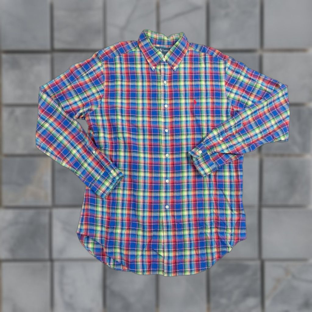 Ralph Lauren Ralph Lauren Shirt Mens Large Button-Up Linen Cotton Classic Fit Plaid Check Multicolor 4-Season Preppy Mens Size US L / EU 52-54 / 3 - 1 Thumbnail