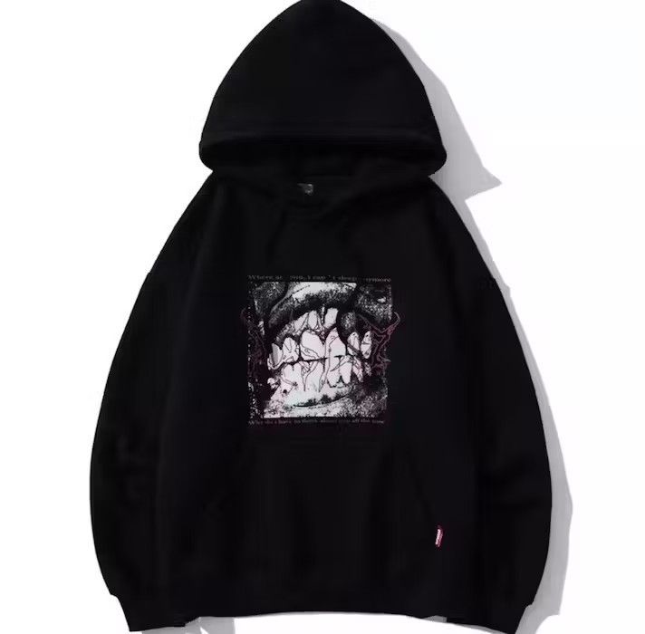 image of Vintage Jaws Graphic Black Hoodie, Men's (Size Medium)