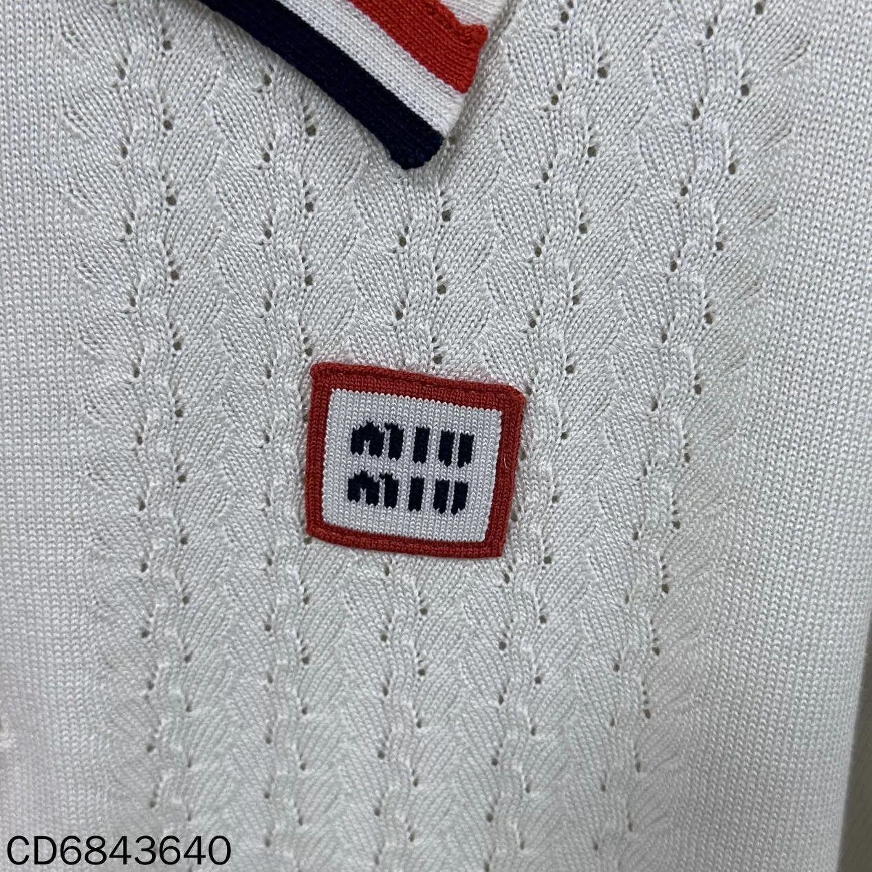 Miu Miu MIUMIU SS23 Logo Stripe Trim Casual Polo Shirt Size S / US 4 / IT 40 - 6 Thumbnail