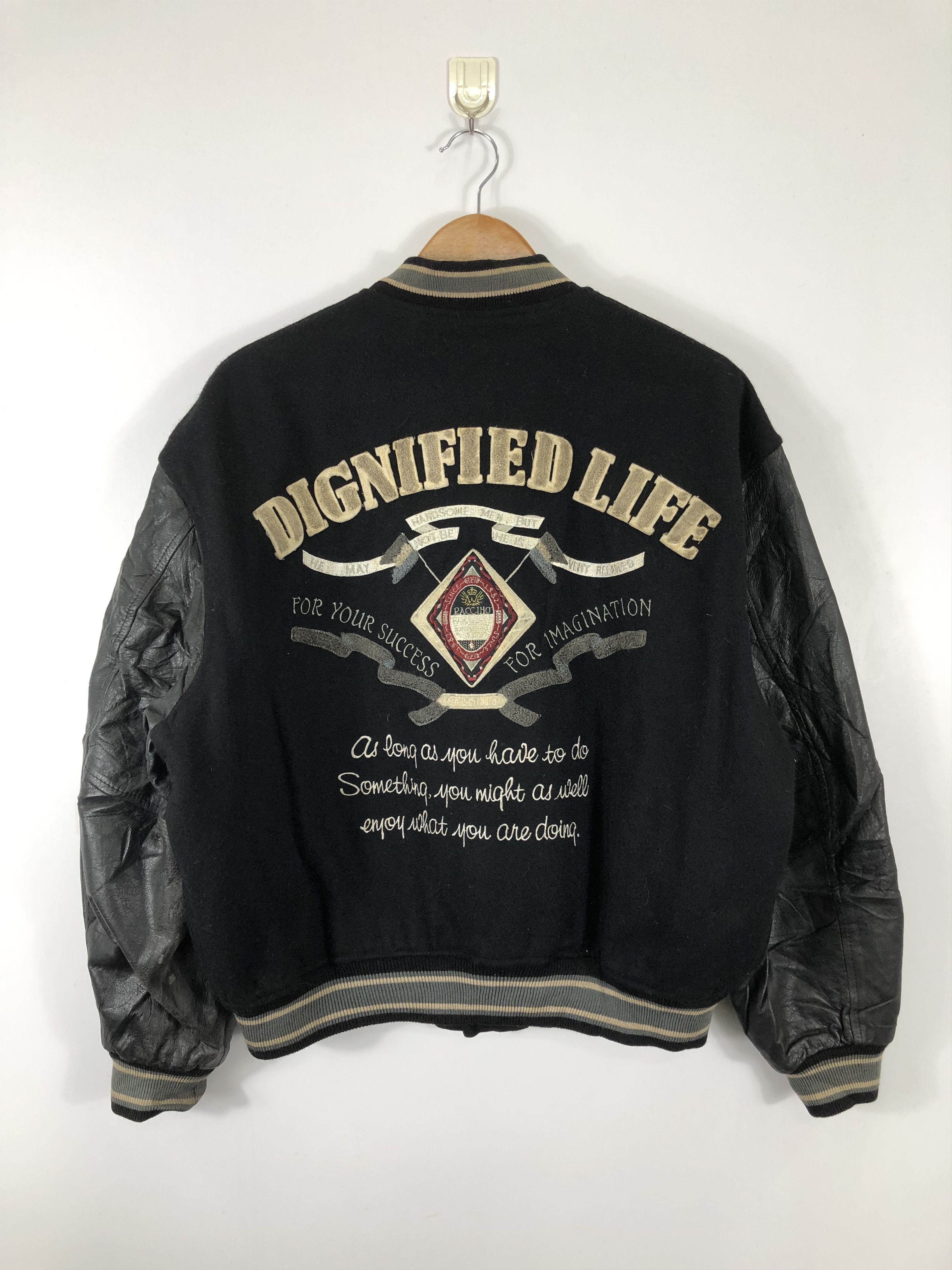 Japanese Brand Vintage 80s Paccino Embroidered Varsity Jacket Leather V0230 Size US L / EU 52-54 / 3 - 1 Thumbnail