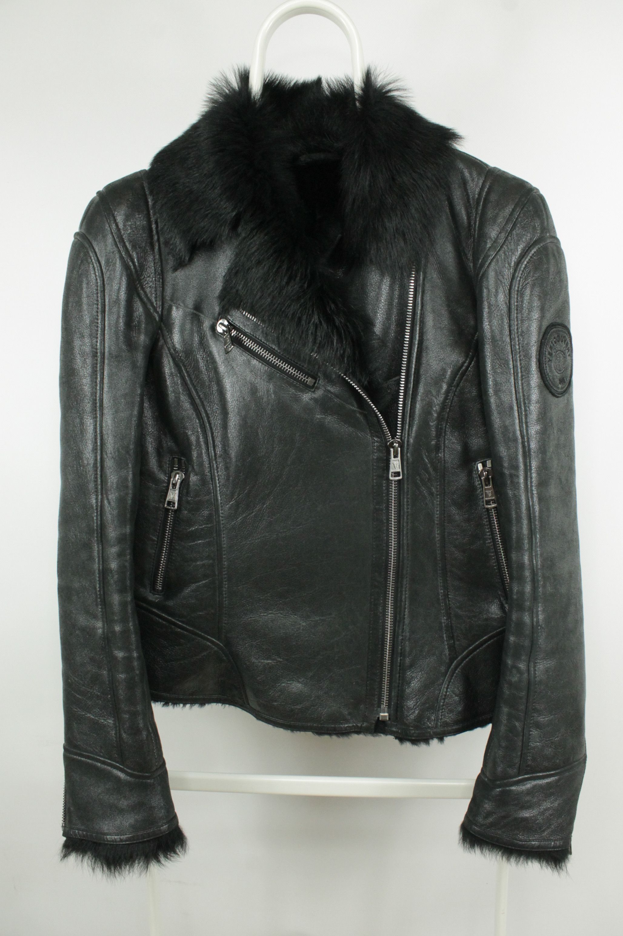 Ventcouvert Black Shearling Biker Jacket Women's