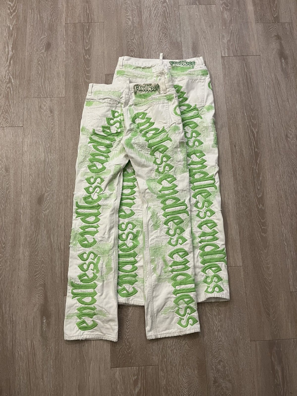 Vlone Endless White/Green Denim Size US 31 - 2 Thumbnail
