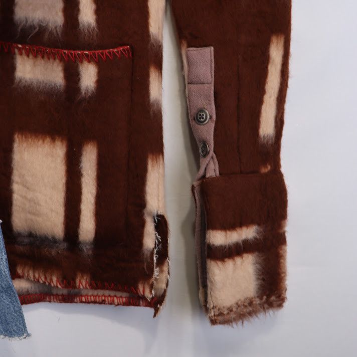 Greg Lauren o1rshd1 Vintage Blanket Gl1 Checked Wool Cardigan In Brown Size US M / EU 48-50 / 2 - 3 Thumbnail