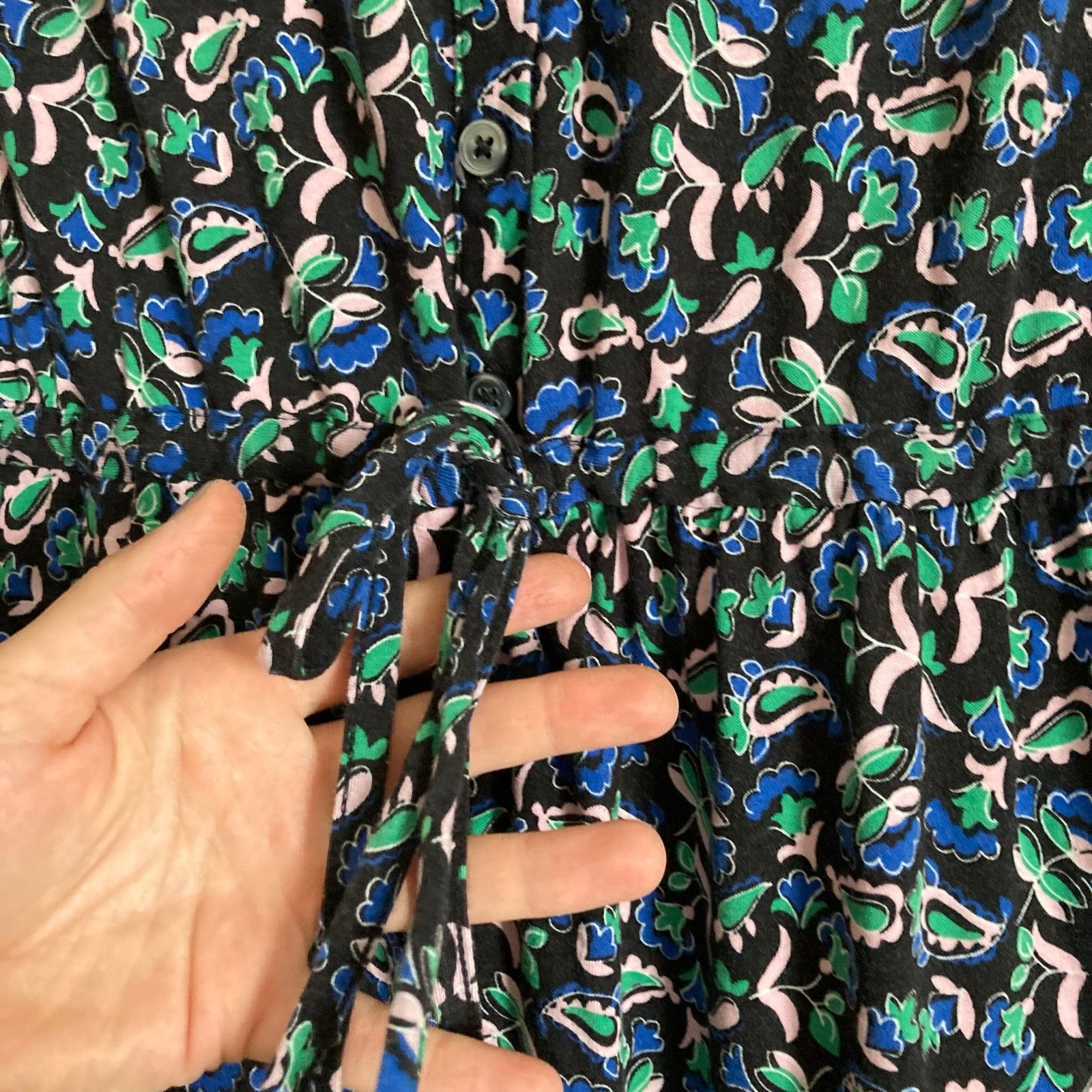 Boden Boden Cotton Blue Floral Paisley Button Front Tiered Dress Size M / US 6-8 / IT 42-44 - 4 Thumbnail