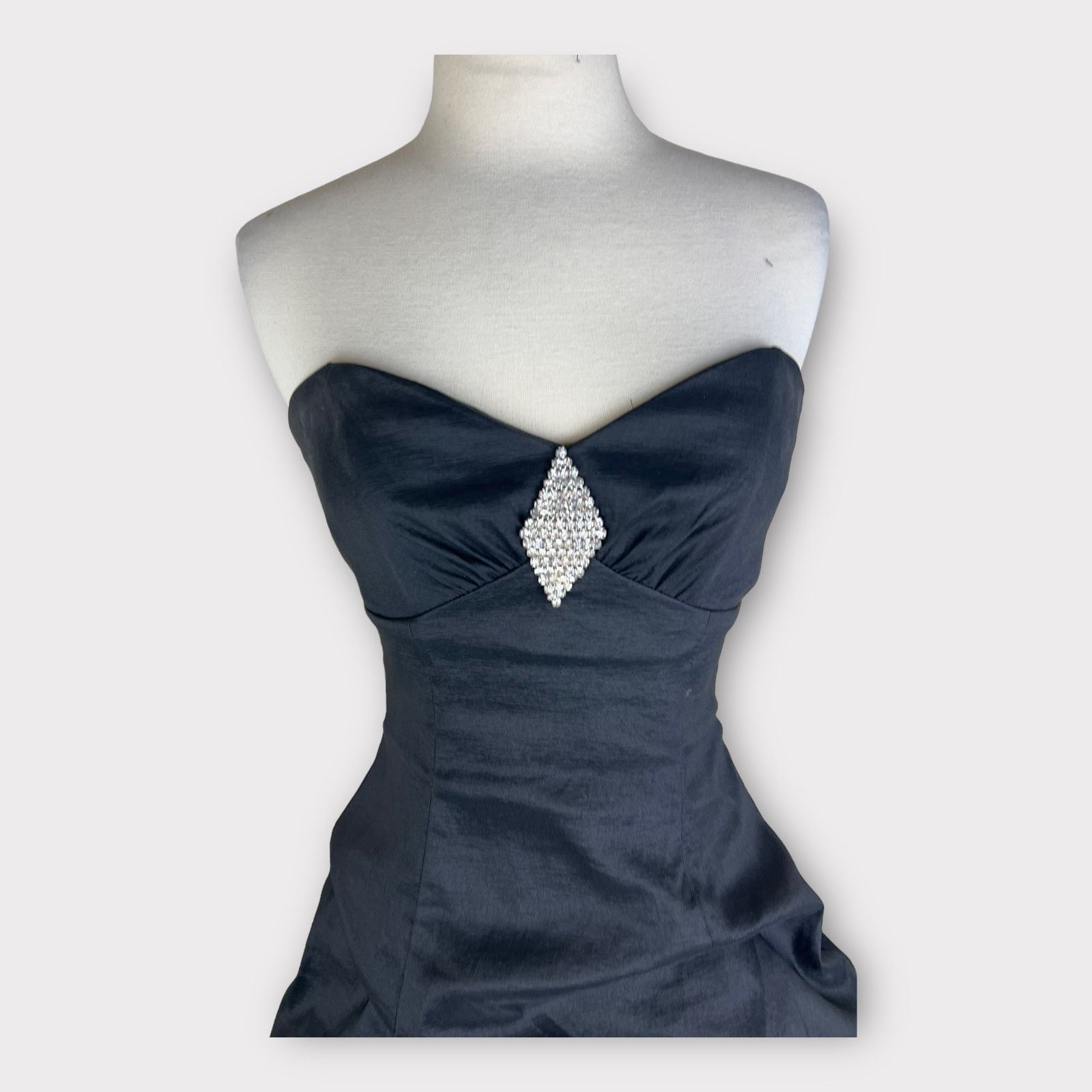 Vintage Jessica McClintock | Y2K Strapless Rhinestone Bubble Dress Size XS / US 0-2 / IT 36-38 - 5 Thumbnail
