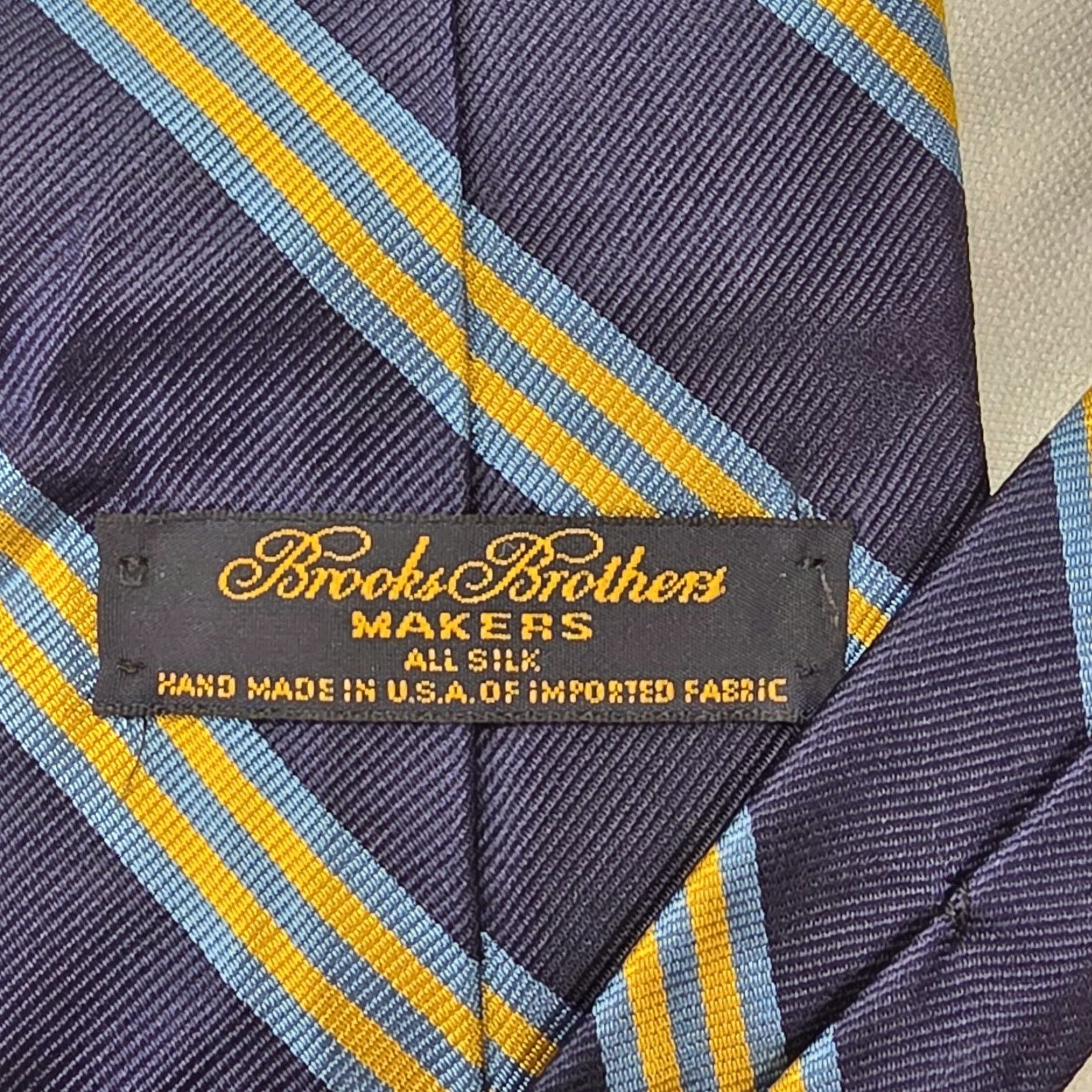 Brooks Brothers Brooks Brothers Makers Repp Tie Navy Blue Gold Striped Necktie Made in USA Men's Tie Size ONE SIZE - 4 Thumbnail